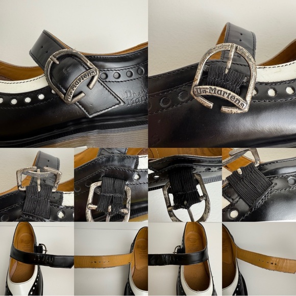 Vintage Dr. Martens England 8307 Black White Wingtip Heel Mary Janes Shoes UK 4 - Picture 15 of 16